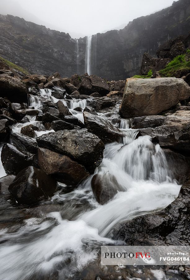 Fossá waterfall is the highest waterfall in the Faroe Islands, Streymoy island, Faeroe islands, Denmark, Europe